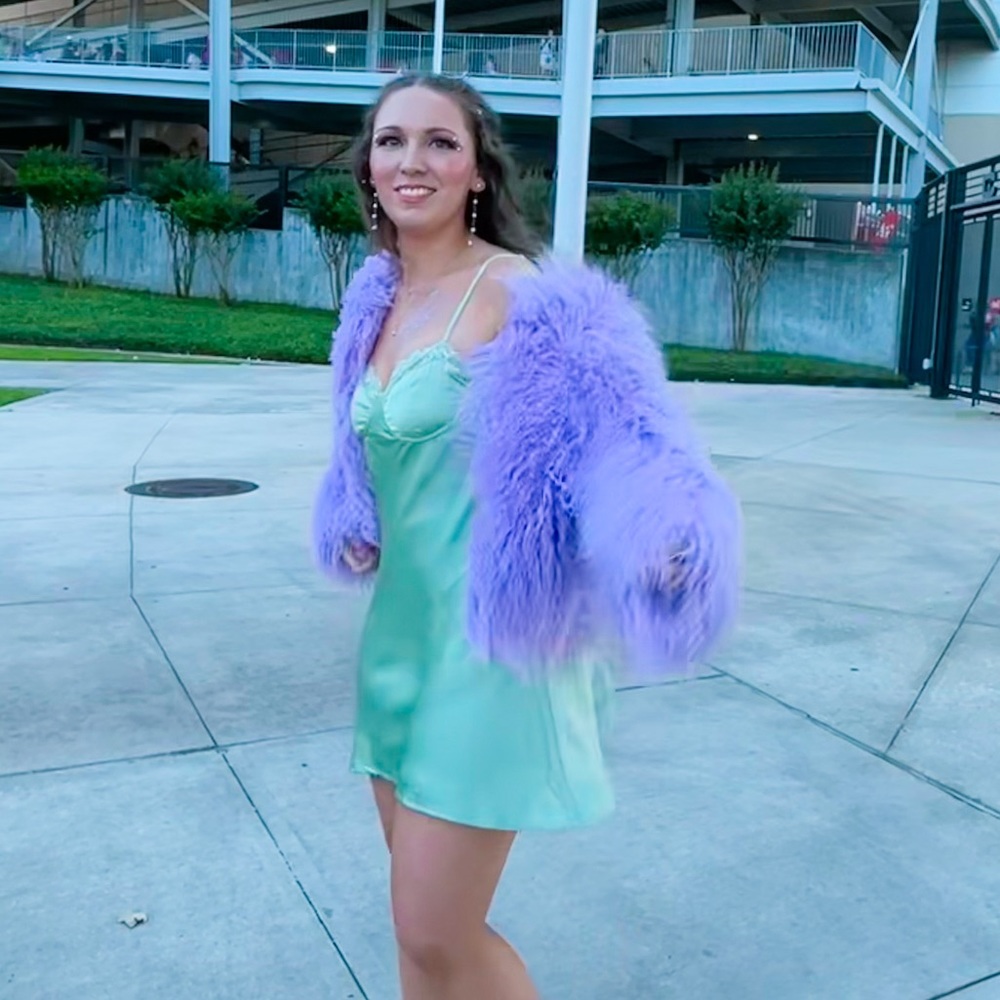 Fuzzy purple jacket